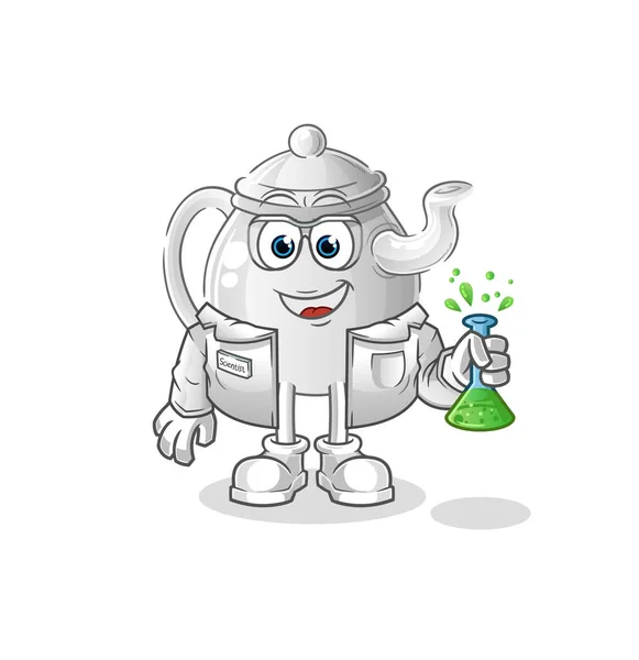 Teapot Scientist Character Cartoon Mascot Vecto — Stock Vector