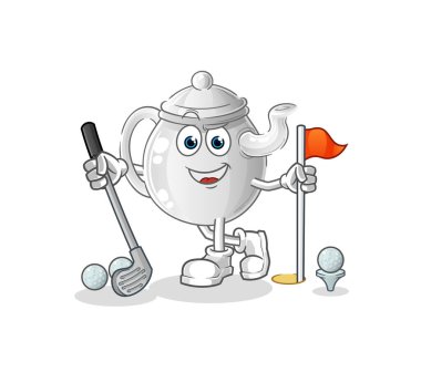 teapot playing golf vector. cartoon characte