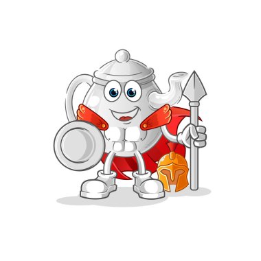 teapot spartan character. cartoon mascot vecto