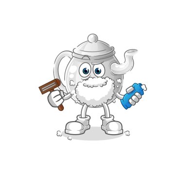 teapot shave facial hair vector. cartoon characte