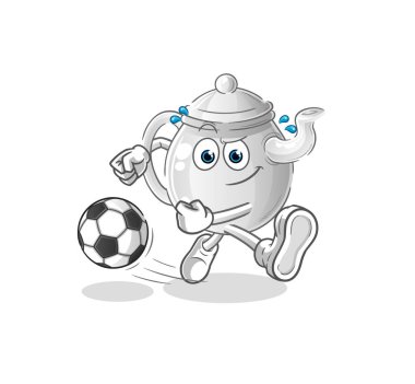 teapot kicking the ball cartoon. cartoon mascot vecto