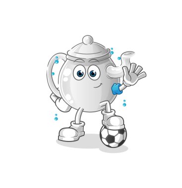 teapot playing soccer illustration. character vecto