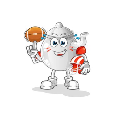 teapot playing rugby character. cartoon mascot vecto