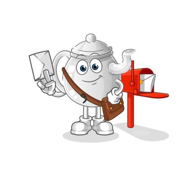 teapot postman vector. cartoon characte