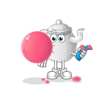 teapot chewing gum vector. cartoon characte