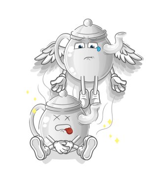 teapot spirit leaves the body mascot. cartoon vecto