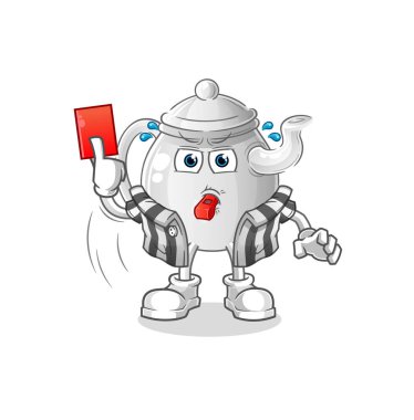 teapot referee with red card illustration. character vecto
