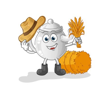 teapot farmer mascot. cartoon vecto