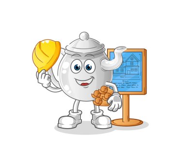 teapot Architect illustration. character vecto