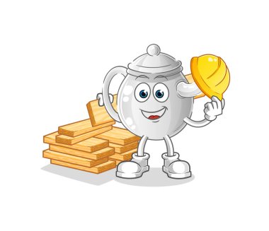 teapot builder vector. cartoon characte