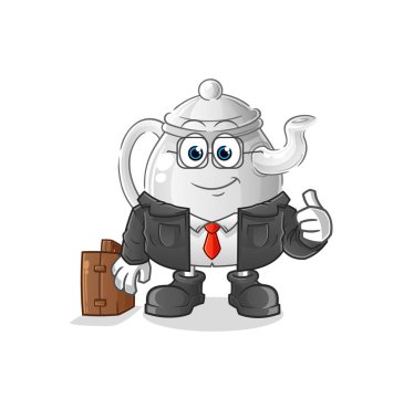 teapot office worker mascot. cartoon vecto