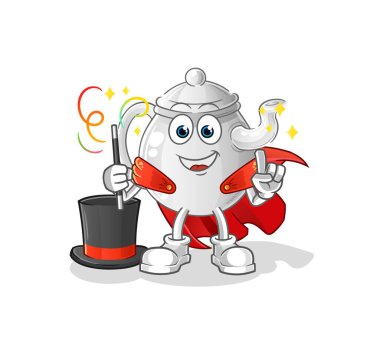 teapot magician illustration. character vecto