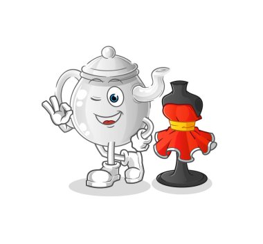 teapot fashion designer vector. cartoon characte