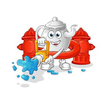 teapot firefighter vector. cartoon characte