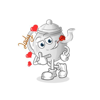 teapot flirting illustration. character vecto