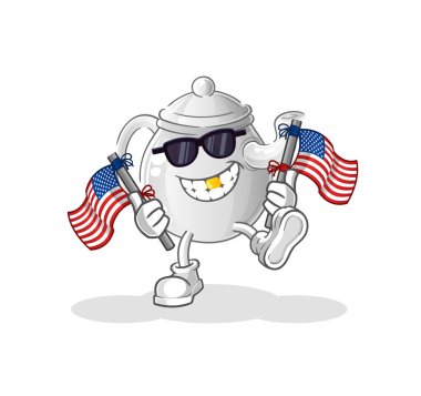 teapot american youth cartoon mascot vecto