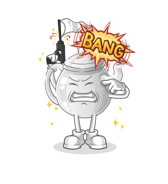 teapot warning shot mascot. cartoon vecto