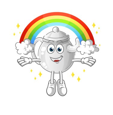 teapot with a rainbow. cartoon vecto