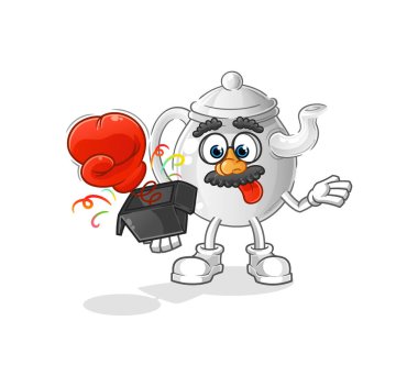 teapot prank glove in the box. cartoon masco