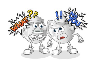 teapot arguing each other cartoon vecto