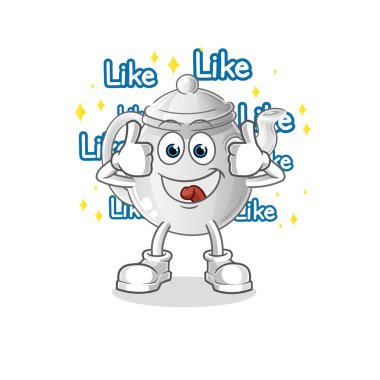 teapot give lots of likes. cartoon vecto