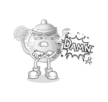 teapot very pissed off illustration. character vecto