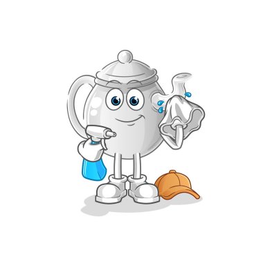 teapot cleaner vector. cartoon characte