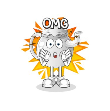 teapot Oh my God vector. cartoon characte