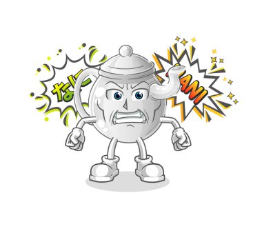 teapot anime angry vector. cartoon characte