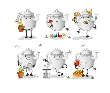 teapot save the earth group. cartoon masco