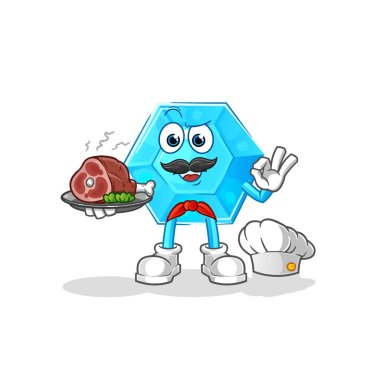 Diamond chef with meat mascot. cartoon vecto