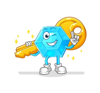 Diamond carry the key mascot. cartoon vecto