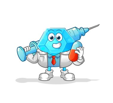 Diamond doctor holding medichine and injectio