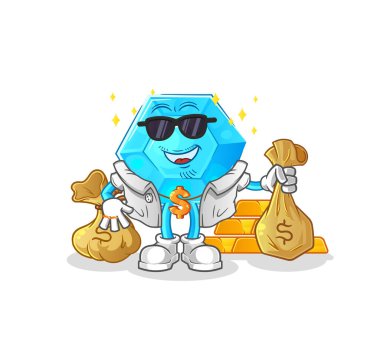 Diamond rich character. cartoon mascot vecto
