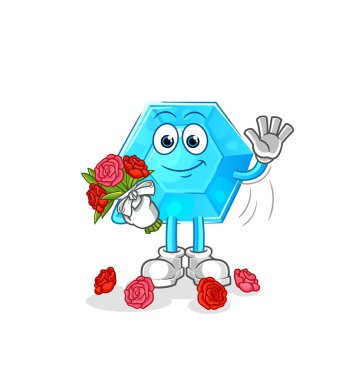 Diamond with bouquet mascot. cartoon vecto