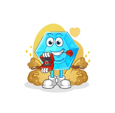 Diamond propose with ring. cartoon mascot vecto