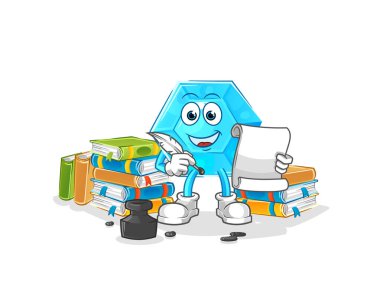 Diamond writer vector. cartoon characte