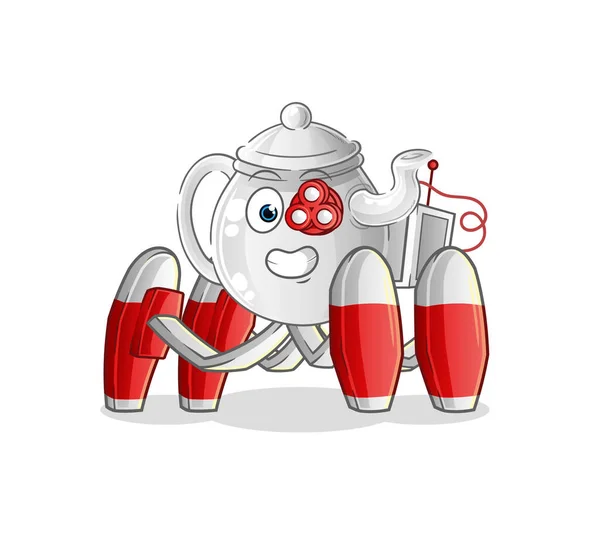 Teapot Future Robot Vector Cartoon Characte — Stock Vector