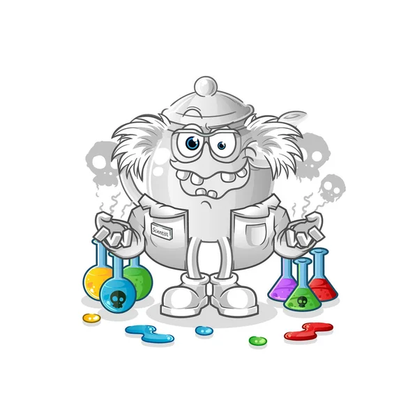 Teapot Mad Scientist Illustration Character Vecto — Stock Vector