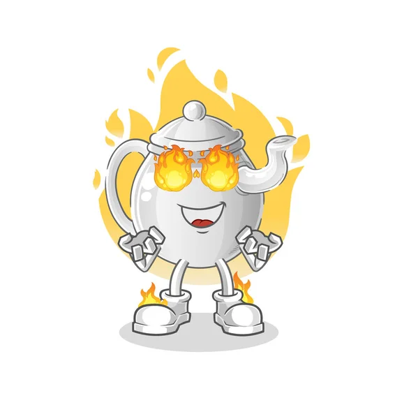 Teapot Fire Mascot Cartoon Vecto — Stock Vector