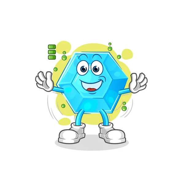 Diamond Full Battery Character Cartoon Mascot Vecto — 图库矢量图片