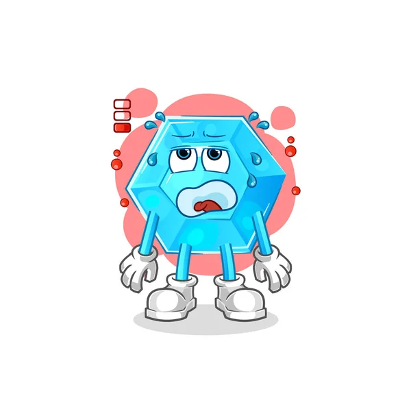 Diamond Low Battery Mascot Cartoon Vecto — Stockový vektor