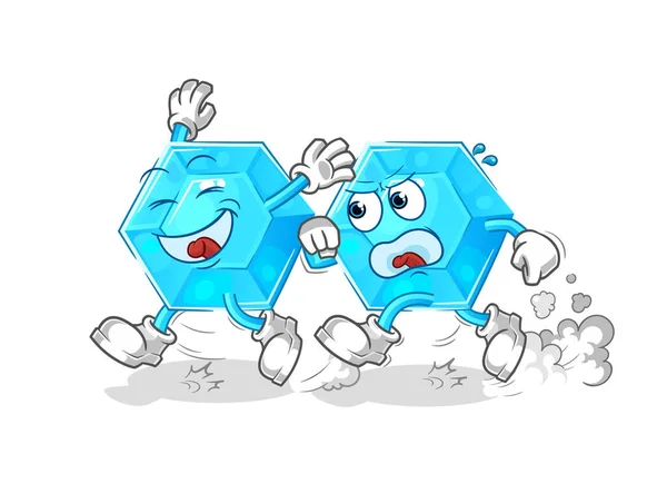 Diamond Play Chase Cartoon Cartoon Mascot Vecto — Stockvektor