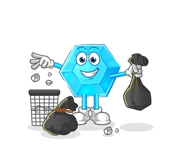 Diamond Throw Garbage Mascot Cartoon Vecto — Stockový vektor