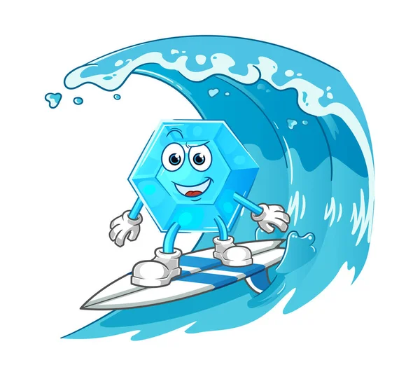 Diamond Surfing Character Cartoon Mascot Vecto — Archivo Imágenes Vectoriales