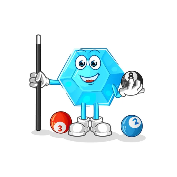 Diamond Plays Billiard Character Cartoon Mascot Vecto — Stock Vector