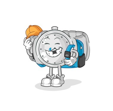 the wristwatch goes to school vector. cartoon characte