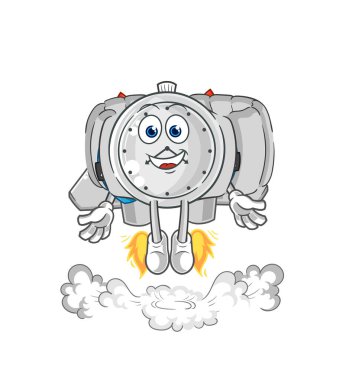 the wristwatch with jetpack mascot. cartoon vecto