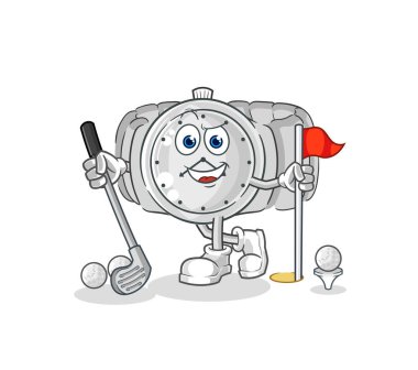 the wristwatch playing golf vector. cartoon characte