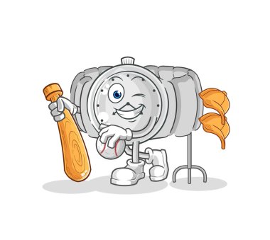 the wristwatch playing baseball mascot. cartoon vecto